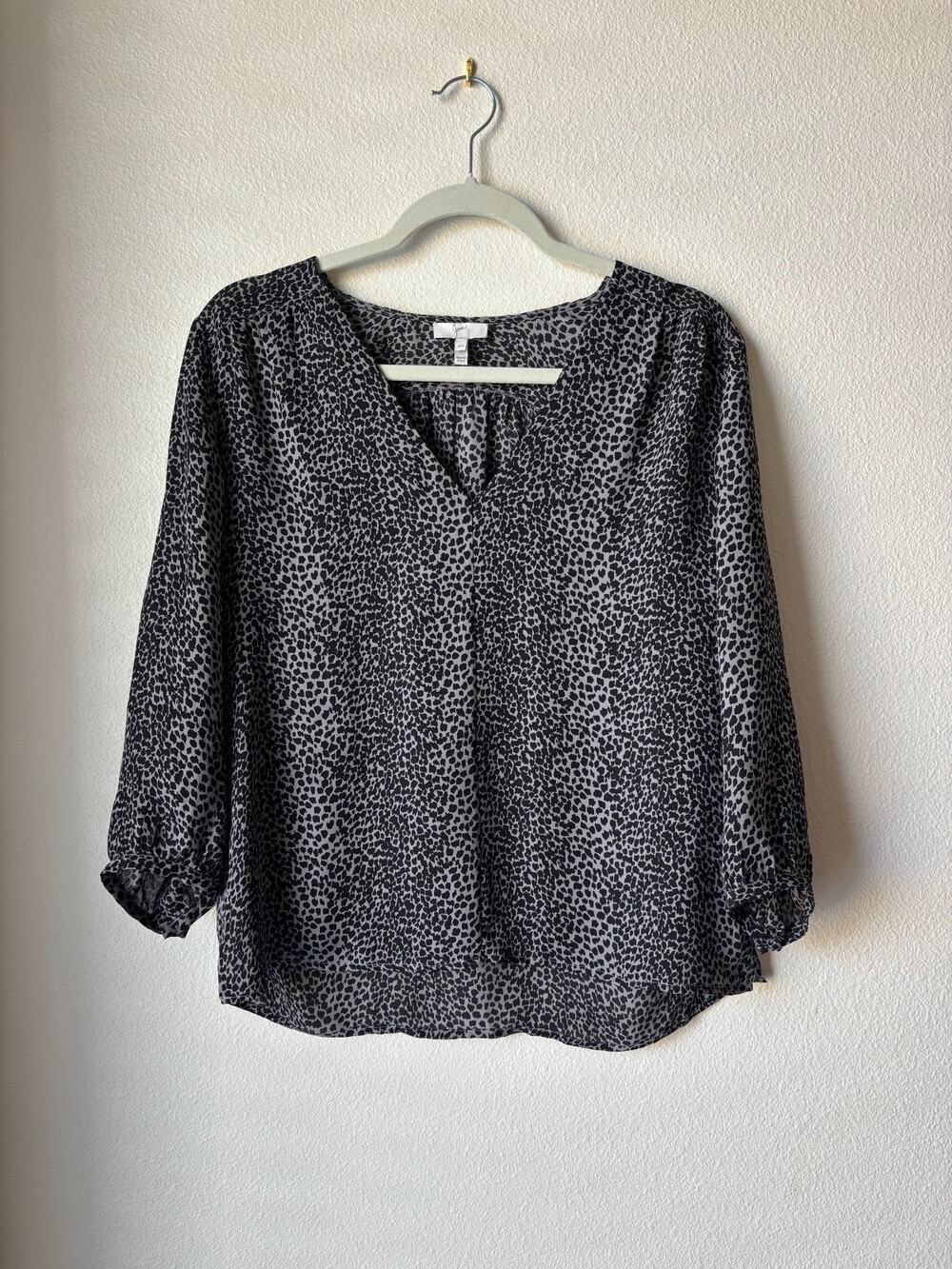 JOIE Women 100% Silk Blouse Top Black Patterned Size XS Corporate Chic Office